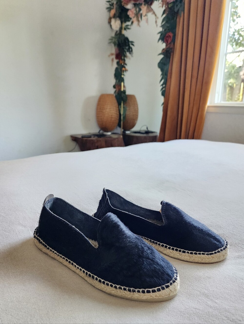 Manebí Calf Hair Black Leather Espadrilles $225